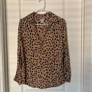 Chico's Tan and Black Animal Print Blouse